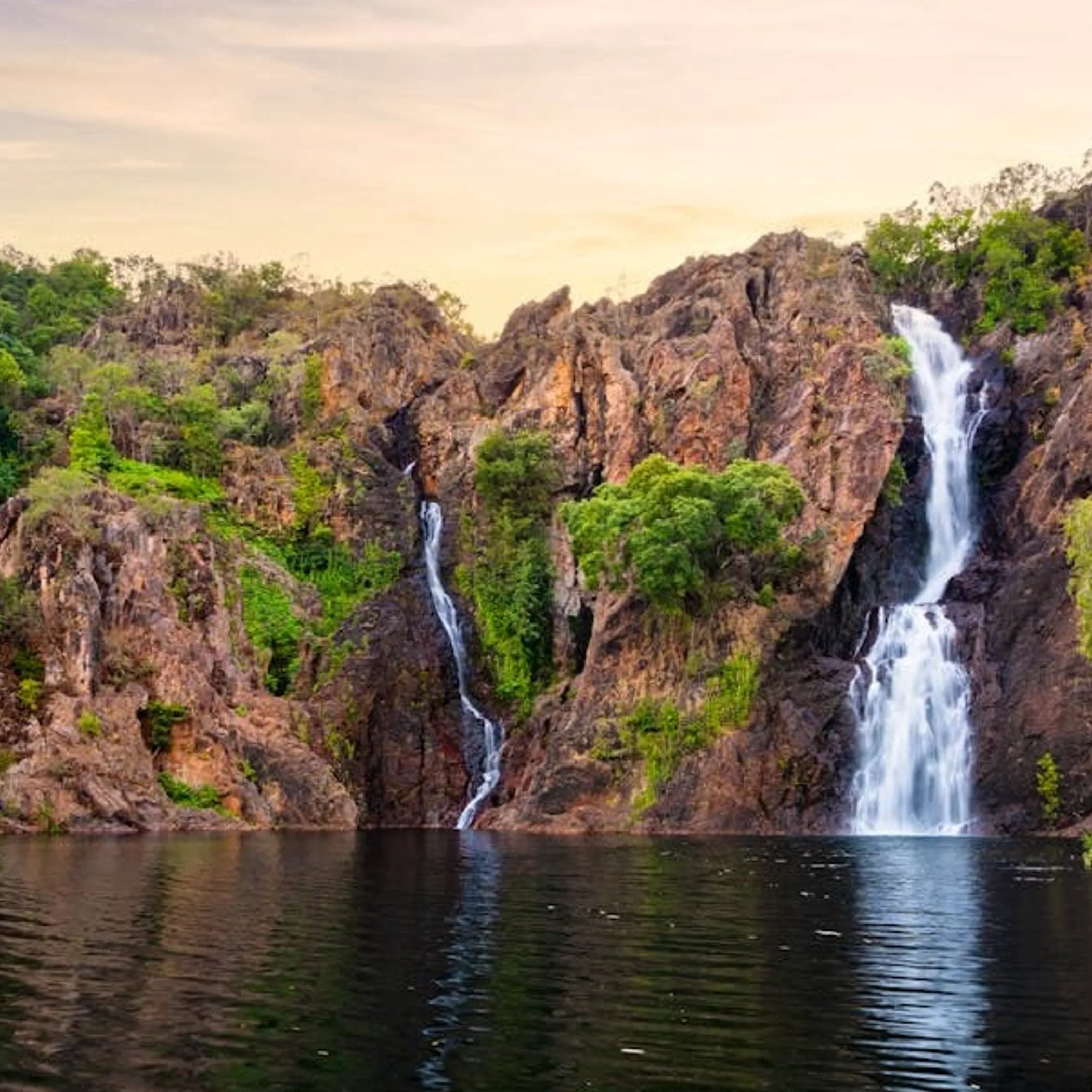 lush wet season waterfalls kakadu national park
