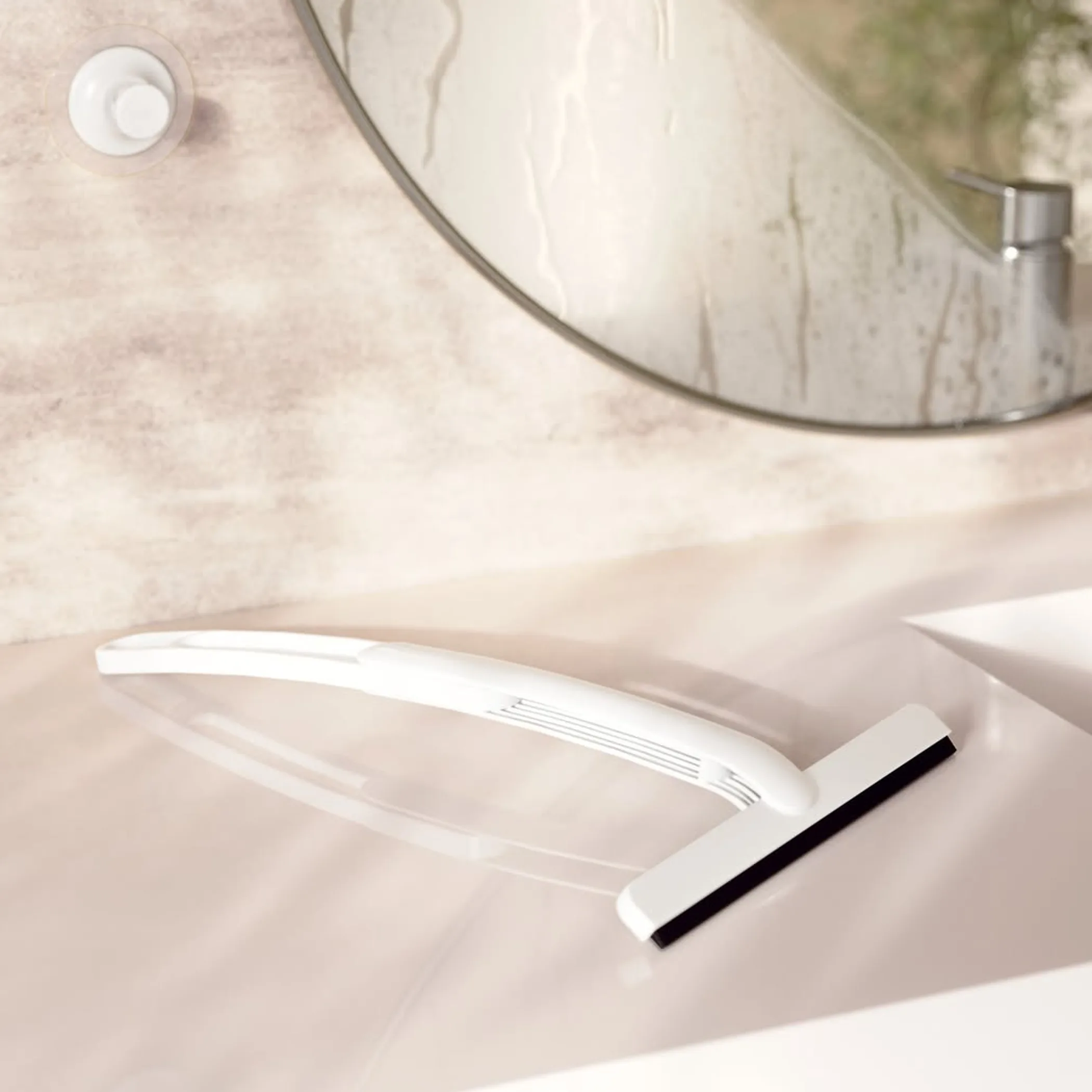 squeegee on clean glass surface