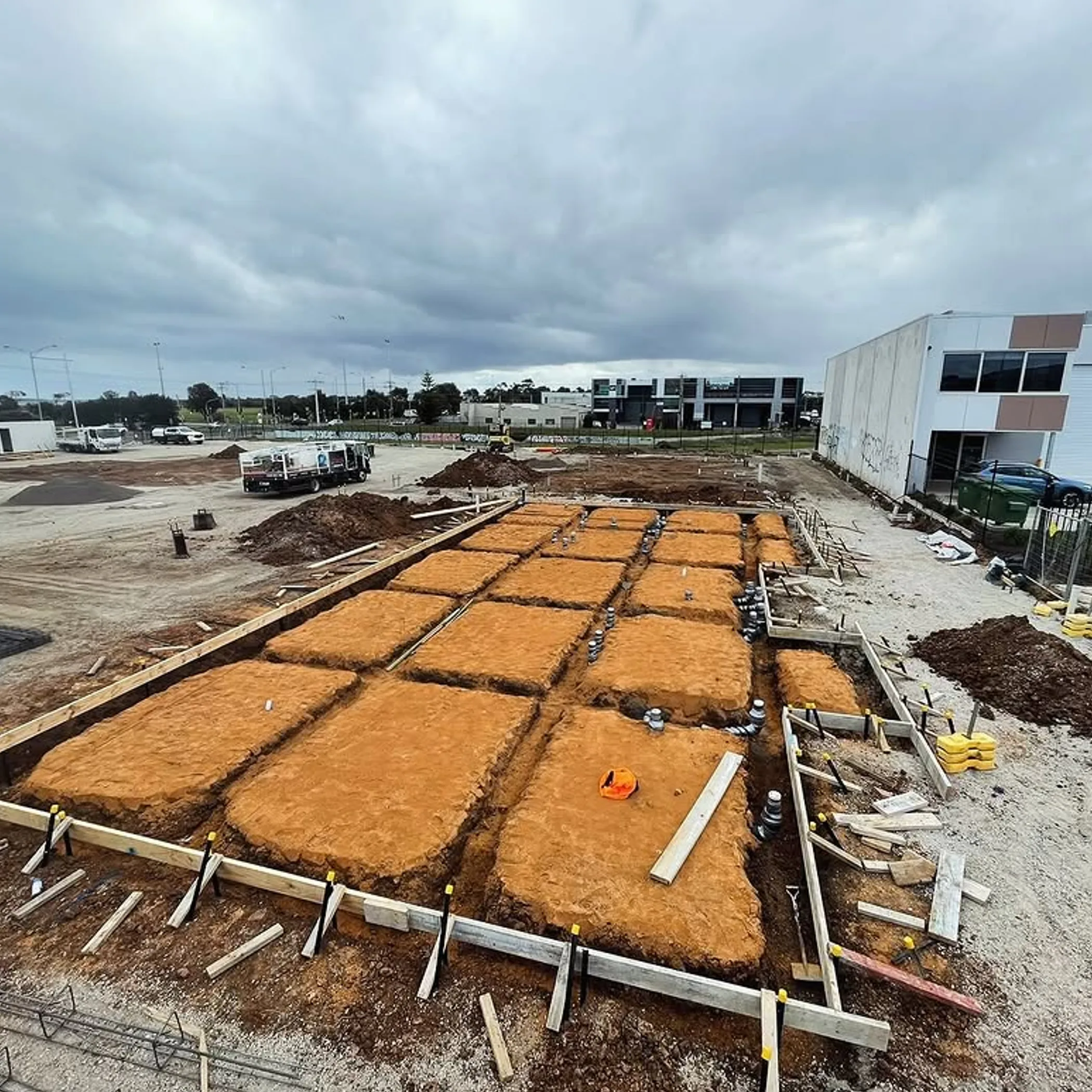 construction formwork and prepared soil