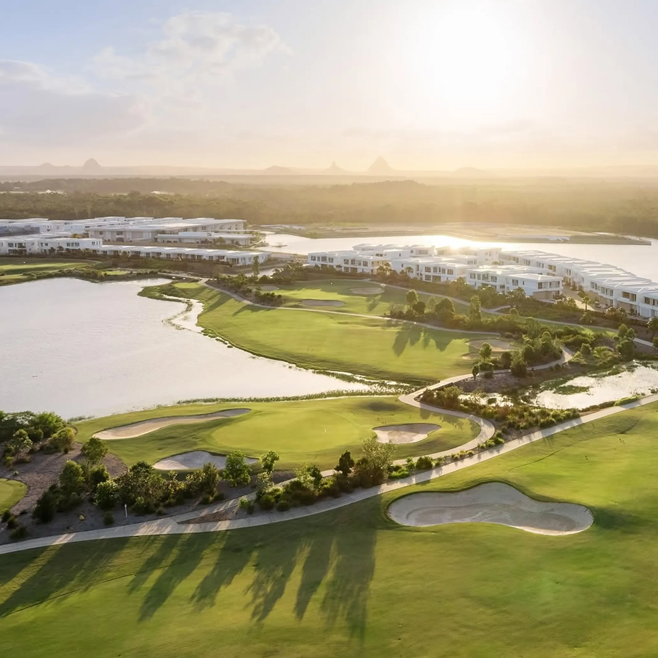 aerial view of pelican waters golf course